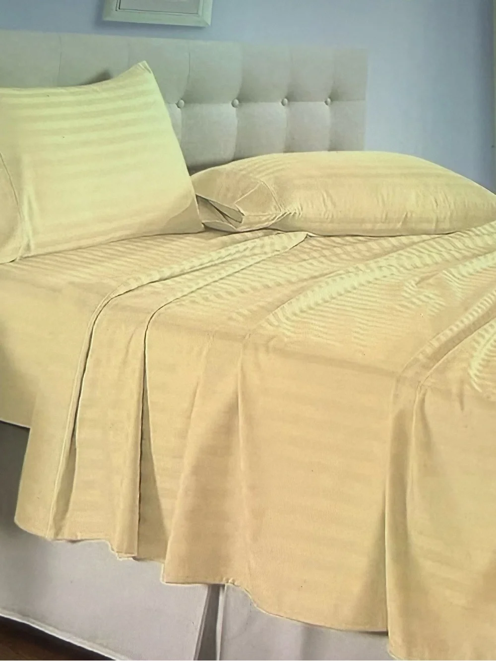 Classic Neutral Stripe Dyed Bedsheet Set - Beige